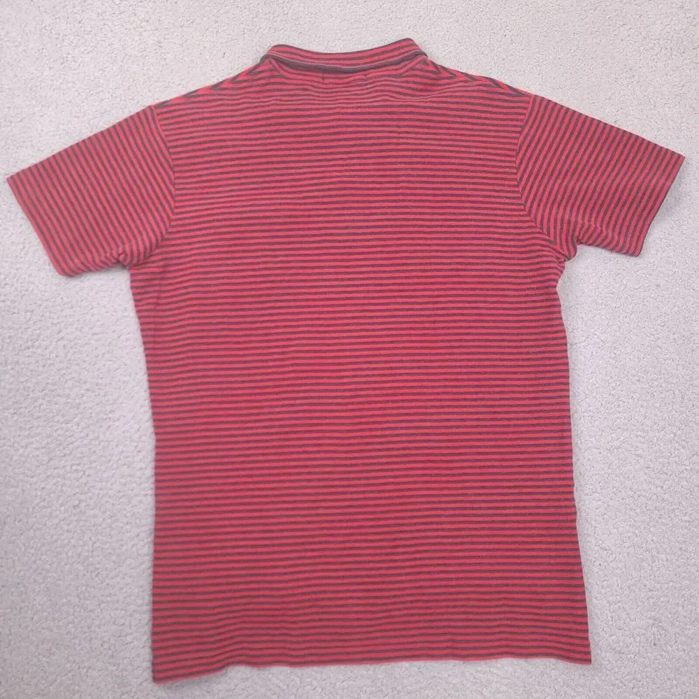Polo Ralph Lauren Polo Shirt Men Large Red Navy Striped Pocket Mini‎ Waffle Knit